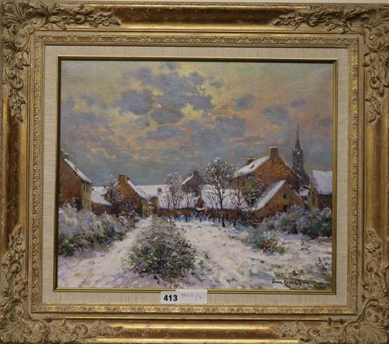 Jean Kevorkian, oil on canvas, Meitars en neige, signed, 38 x 45cm